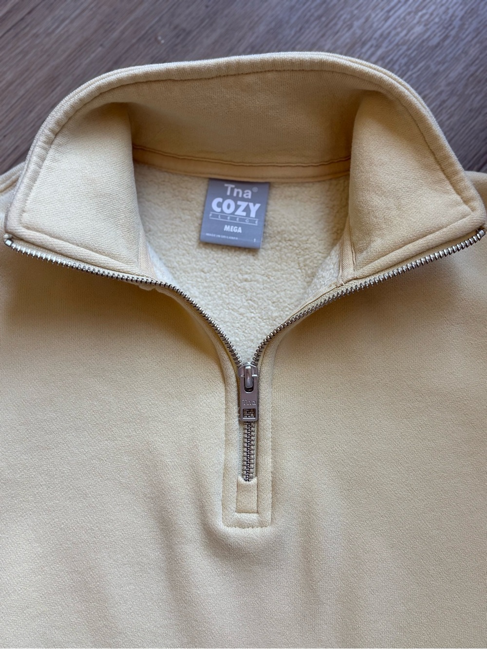 TNA Mega Quarter-Zip Soft Yellow Pullover Sweatshirt - Picture 5 of 13